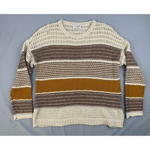 Studio B Boho Striped Knit Sweater Metallic Cozy Cottagecore M
